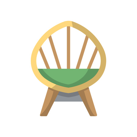 Wooden armchair isolated icon in flat style. Living room furniture element, house interior decoration vector illustration.のイラスト素材