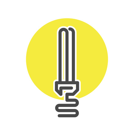 Energy saving bulb icon in thin line style. Electrical equipment, simple lamp pictogram isolated on white background vector illustration.のイラスト素材