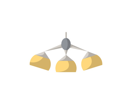 Hanging lamp isolated icon in flat style. Living room furniture element, house interior decoration vector illustration.のイラスト素材