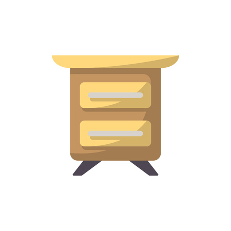 Bedside table isolated icon in flat style. Living room furniture element, house interior decoration vector illustration.のイラスト素材