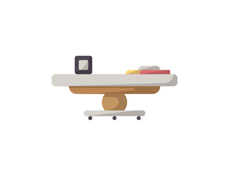 Small coffee table isolated icon in flat style. Living room furniture element, house interior decoration vector illustration.のイラスト素材
