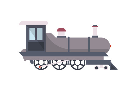 Vintage railway train icon. Side view of retro locomotive isolated on white background vector illustration.のイラスト素材