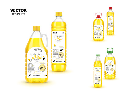 Natural extra virgin sunflower oil plastic bottlesのイラスト素材