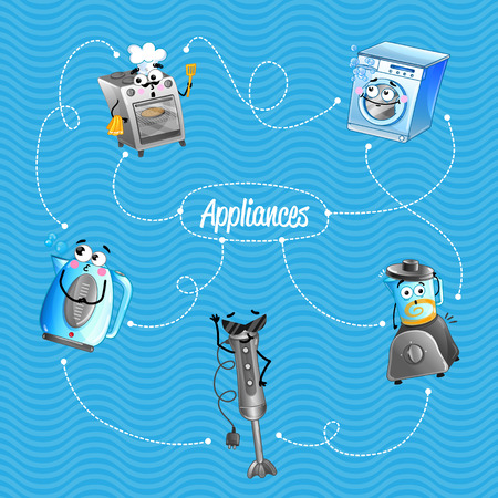 Household appliances banner in cartoon styleのイラスト素材
