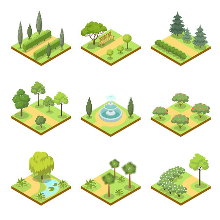 Public park isometric 3D setのイラスト素材