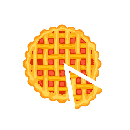 Tasty pie icon on white background. Pastry menu element, bakery shop vector illustration.のイラスト素材
