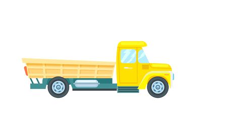 Freight truck isolated icon. Commercial shipping, transportation company badge with cargo truck, relocation service vector illustration.のイラスト素材