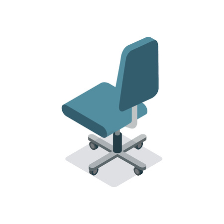 Empty office ?hair with wheels isometric 3D icon. Modern furniture element for workplace interior design. Isolated on white background vector illustration.のイラスト素材