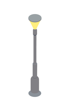 City streetlamp isometric 3D icon. Elegant street element, urban road lights or classic park street lamp isolated vector illustrationのイラスト素材