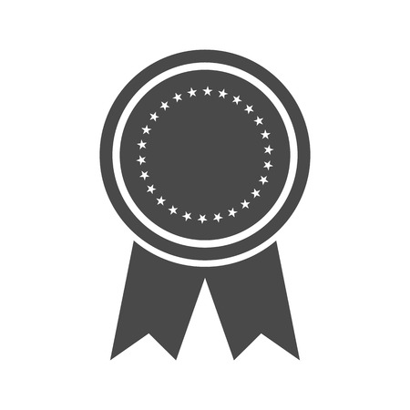 Champion award badge with ribbon icon isolated on white background. Winner competition sign, trophy symbol, success and victory vector illustrationのイラスト素材