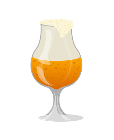 Glass of craft beer with foam isolated icon in cartoon style vector illustrationのイラスト素材