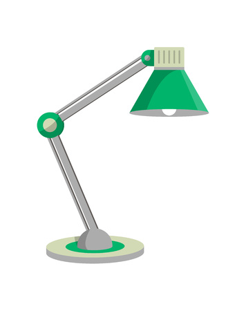 Old style desk lamp icon in flat style. Office or home interior energy furniture, electric equipment. Isolated on white background vector illustration.のイラスト素材