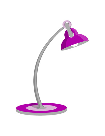 Purple table lamp icon in flat style. Room interior energy furniture, electric equipment. Isolated on white background vector illustration.のイラスト素材