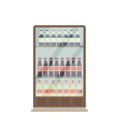 Showcase refrigerator for drinks isometric 3D icon. Supermarket fridge dispenser, cooling machine isolated vector illustration.のイラスト素材