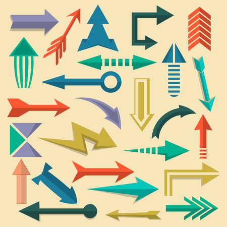 Retro arrow symbols set in flat style vector illustrationのイラスト素材