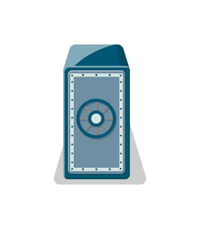 Mechanical strongbox icon in flat style. Money storage, financial safety, cash security, bank deposit box. Isolated on white background vector illustration.のイラスト素材