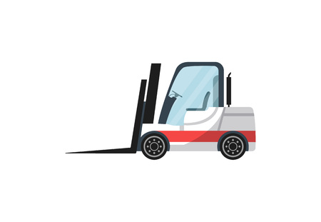 Warehouse forklift cart isolated icon. Storage logistics and cargo shipping service vector illustration isolated on white background.のイラスト素材