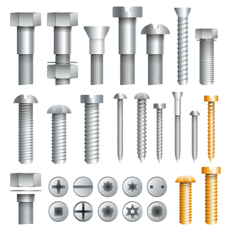 Assortment of metal screws in setのイラスト素材