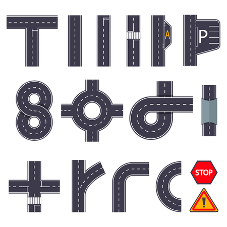 Various road elements in arrangementのイラスト素材