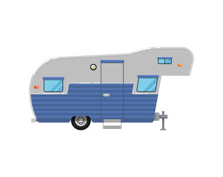 Camping trailer caravan isolated on white iconの写真素材