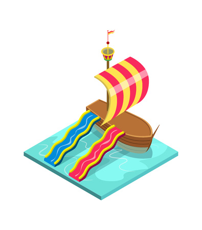 Kids water attraction isometric 3D elementのイラスト素材