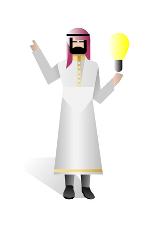 Arabic businessman holding idea light bulbのイラスト素材