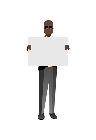 African businessman holding white boardのイラスト素材