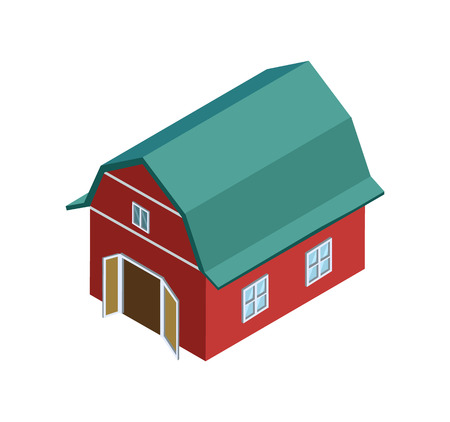 Rural farm barn isometric element.のイラスト素材
