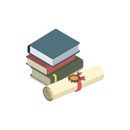 Law books isometric 3D elementsのイラスト素材