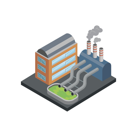 Chemical plant isometric 3D elementのイラスト素材