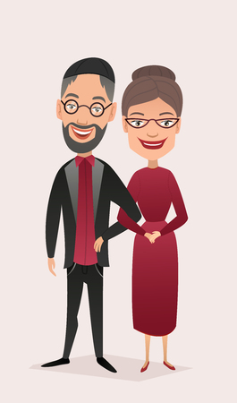 Happy jewish middle aged couple isolatedの写真素材