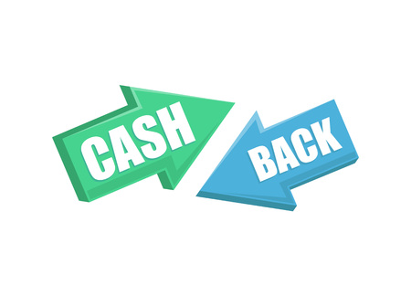 Green and blue colored arrows with cash back words isolated on white. のイラスト素材