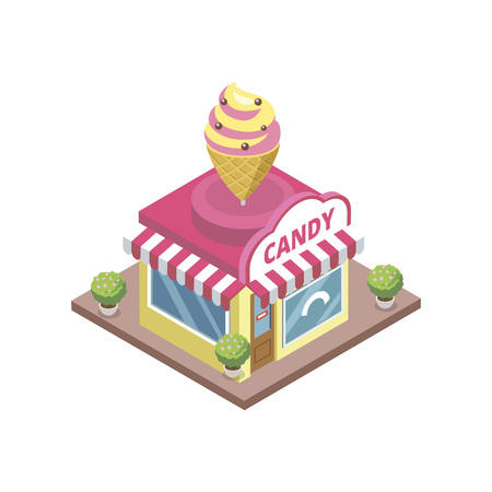 Confectionery store with ice cream emblem illustrationのイラスト素材
