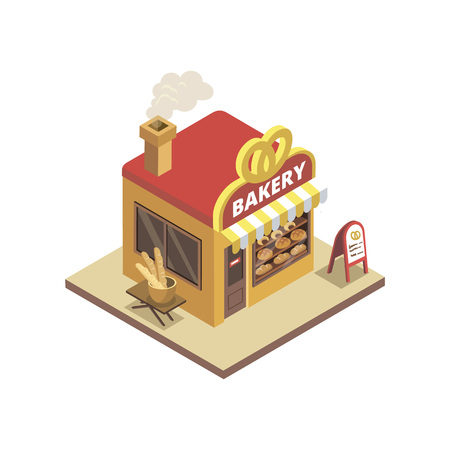 Town bakery shop illustrationのイラスト素材