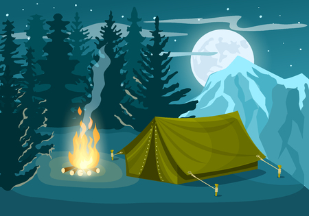 Tourist camp in winter forestの写真素材