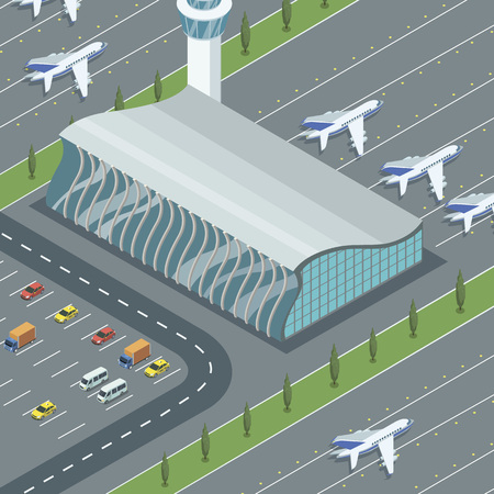 Airport building with planesのイラスト素材