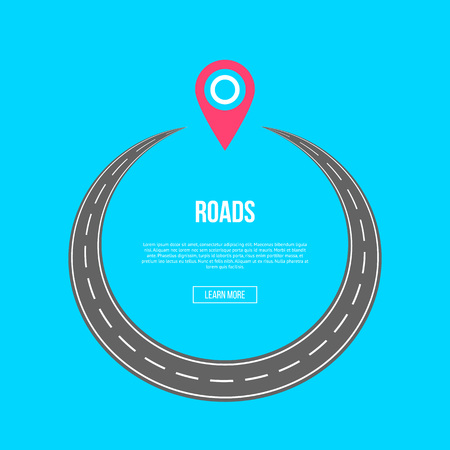 Roads banner with map pin.のイラスト素材
