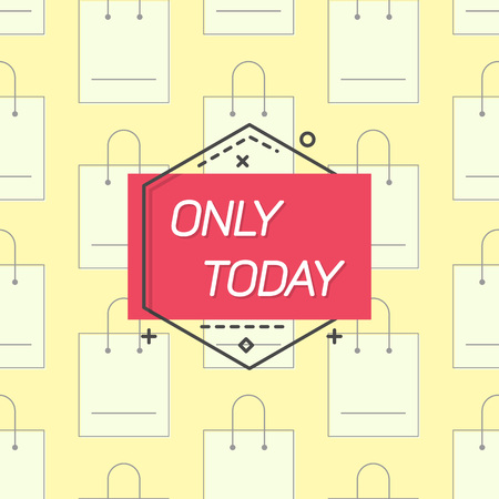 Only today emblem and shopping bags illustration.のイラスト素材