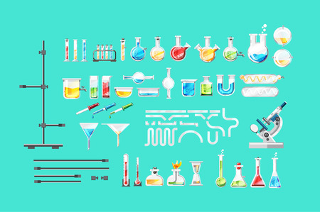 Chemical laboratory equipment isolated setのイラスト素材