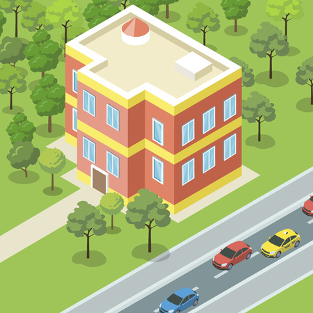 Modern condominium near road bannerのイラスト素材