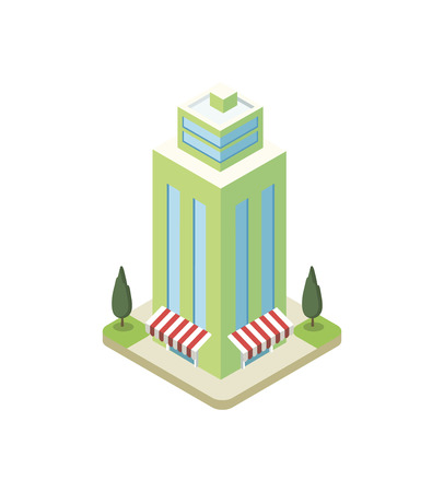 Commercial skyscraper tower isometric 3D iconのイラスト素材