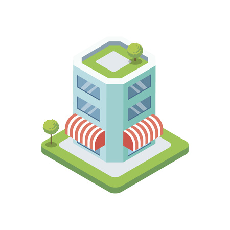 Supermarket building isometric 3D iconのイラスト素材