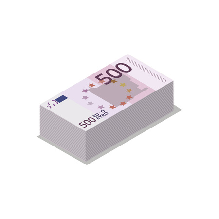 Pile of euro banknotes isometric 3d iconのイラスト素材
