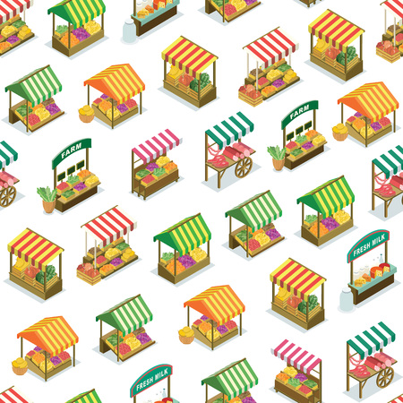 Street farm market counter seamless patternのイラスト素材