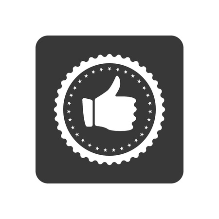 Quality control icon with hand thumb up signの写真素材