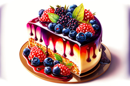 berry cheesecake with decoration in form of berries boiled in sweet syrup