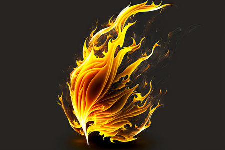 yellow hot flashes blaze fire flame on black backgroundの写真素材