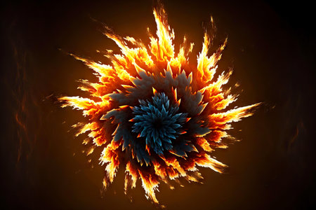 sheaf of dangerous blaze fire flame bursting upwardsの写真素材