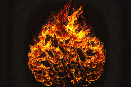 beaful orange blaze fire flame on black backgroundの写真素材