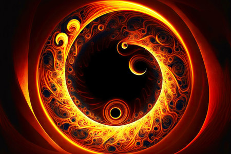 hot circles and waves of red orange blaze fire flameの写真素材